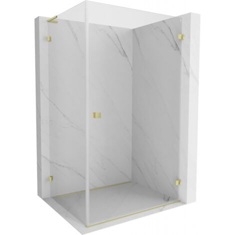 Mexen Lunar-B L cabine de douche pivotante droite 85 x 80 cm, transparent, or brossé - 832L-085-080-55-00-P (1/5)