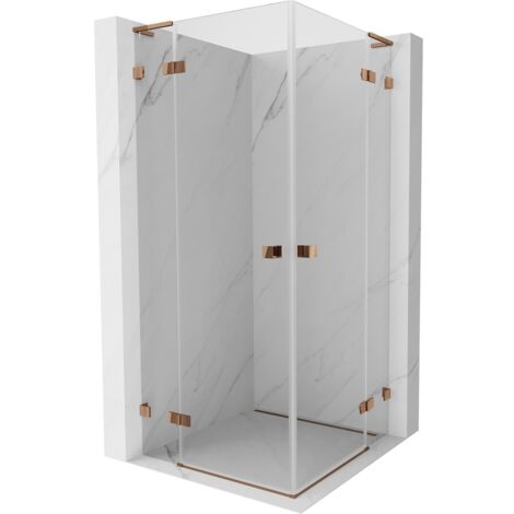 Mexen Lunar L Duo cabine de douche pivotante 100 x 100 cm, transparent, or rose - 834L-100L-100P-60-00 (1/5)