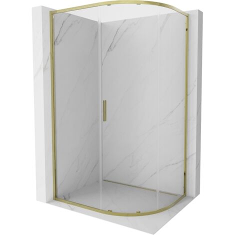 Mexen Exo cabine de douche semi-circulaire coulissante 100 x 90 cm, transparent, or - 8131-100-090-50-00