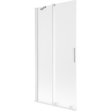 Mexen Velar paroi de baignoire coulissante à 2 panneaux 95 x 150 cm, givré, blanc - 896-095-000-31-20
