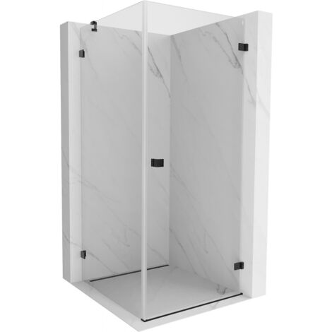 Mexen Lunar-B cabine de douche pivotante droite 80 x 80 cm, transparent, noir - 832-080-080-70-00-P (1/5)