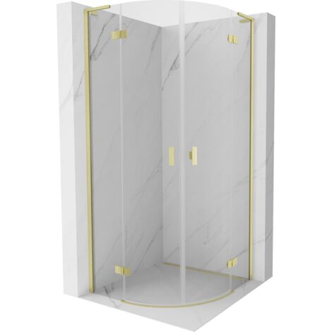 Mexen Mist L cabine de douche semi-circulaire pivotante 90 x 90 cm, transparent, or brossé - 8A33L-090-090-55-00 (1/5)