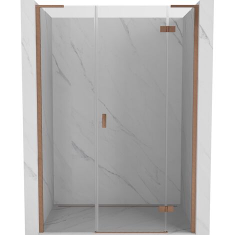 Mexen Mist-H L porte de douche pivotante droite 140 cm, transparent, cuivre brossé - 8A5L-140-001-65-00-P (1/5)