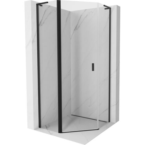Mexen Mist L cabine de douche pentagonale battante 80 x 80 cm, transparente, noire - 8A8L-080-080-70-00 (1/5)