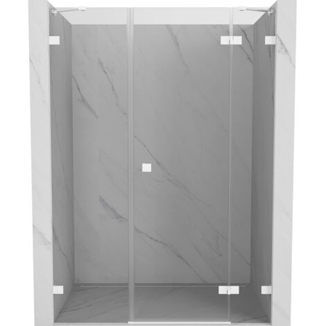 Mexen Lunar porte de douche à charnière droite 125 cm, transparent, blanc - 834S-125-050-20-00-P (1/5)