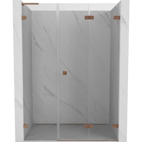 Porte de douche pliable à droite Mexen Lunar-F L 140 cm, transparent, cuivre brossé - 836SL-140-050-65-00-P (1/5)