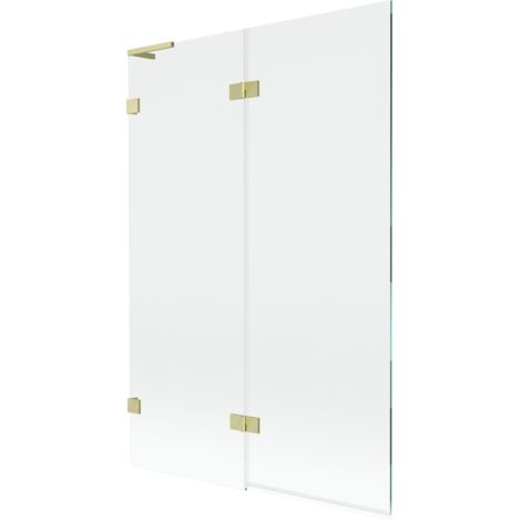 Paroi de bain Mexen Lunar L à 2 volets gauche 120 x 150 cm, transparent, doré brossé - 897L-120-100-55-00-L (1/5)
