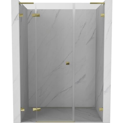 Mexen Lunar L porte de douche pivotante gauche 125 cm, transparente, dorée - 834SL-125-050-50-00-L (1/5)