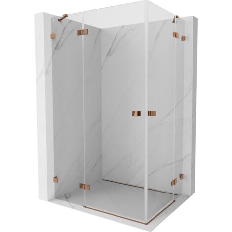 Cabine de douche pivotante Mexen Lunar Duo 95 x 80 cm, transparent, or rose - 834-095L-080P-60-00 (1/5)