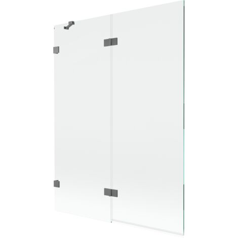 Paroi de baignoire à 2 volets gauche Mexen Lunar 130 x 150 cm, transparent, métal canon - 897-130-100-95-00-L (1/5)