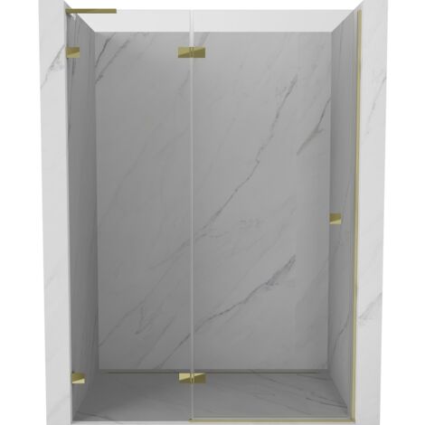Mexen Lunar L porte de douche pivotante gauche 135 cm, transparent, dorée - 834L-135-000-50-00-L (1/5)