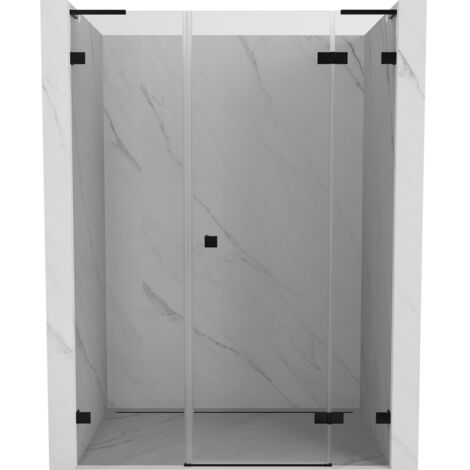 Porte de douche battante droite Mexen Lunar L 155 cm, transparent, noir - 834SL-155-050-70-00-P (1/5)