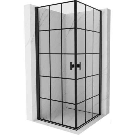 Cabine de douche pivotante Mexen Mist-B Duo 80 x 80 cm, grille noire, noir - 8A2-080L-080P-70-77 (1/5)
