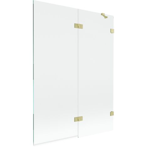 Mexen Lunar paroi de baignoire 2 volets droite 130 x 150 cm, transparent, doré brossé - 897-130-100-55-00-P (1/5)