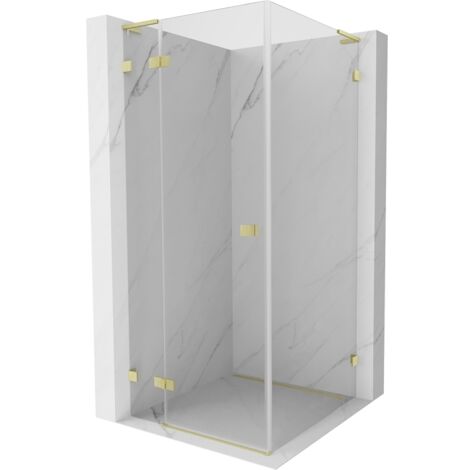 Mexen Lunar L cabine de douche pivotante gauche 90 x 90 cm, transparent, or brossé - 834L-090-090-55-00-L (1/5)