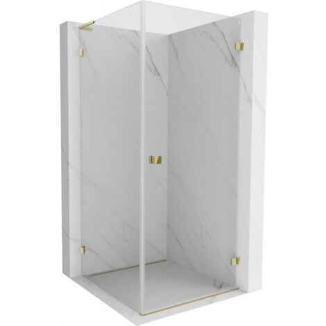 Mexen Lunar-B L cabine de douche battante droite 100 x 100 cm, transparent, or - 832L-100-100-50-00-P (1/5)
