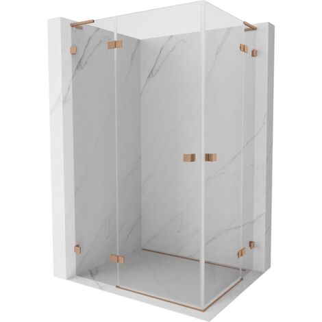 Cabine de douche pivotante Mexen Lunar L Duo 80 x 70 cm, transparent, cuivre brossé - 834L-080L-070P-65-00 (1/5)
