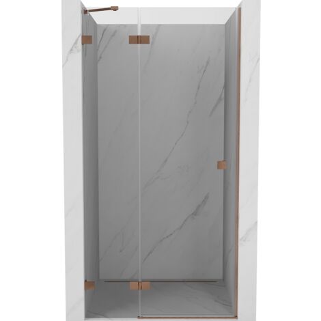 Mexen Lunar porte de douche pivotante gauche 90 cm, transparent, cuivre brossé - 834-090-000-65-00-L