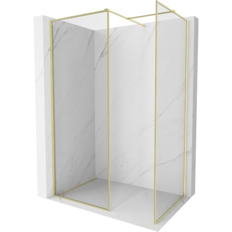 Mexen Kioto-XF paroi de douche Walk-in avec cadre 120x120 cm, transparent 10 mm, or brossé - 800-120-202-04-55-120-XF (1/5)