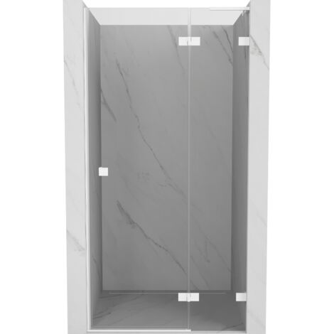 Mexen Lunar L porte de douche battante droite 100 cm, transparent, blanc - 834L-100-000-20-00-P (1/5)