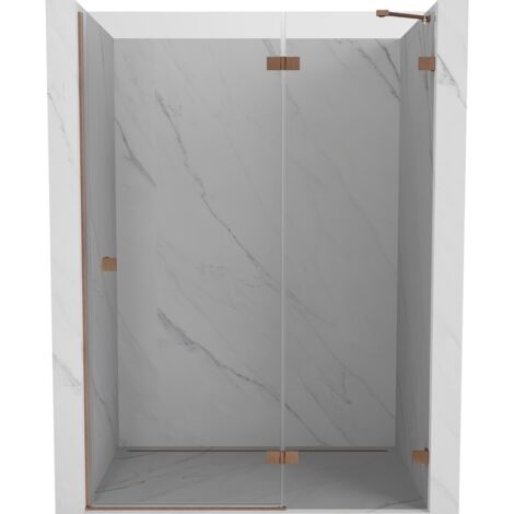 Porte de douche pivotante Mexen Lunar droite 135 cm, transparent, cuivre brossé - 834-135-000-65-00-P (1/5)
