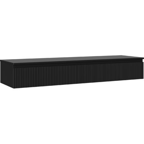 Mexen Rivel armoire de salle de bain sous-vasque 160 cm avec plateau, 1 tiroir, cannelée, noire mate - 91A20-16023-1-BFC71