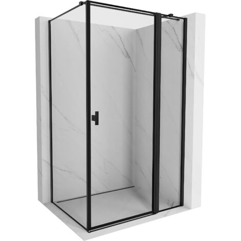 Mexen Mist T cabine de douche battante droite 90 x 100 cm, cadre noir, noir - 8A4T-090-100-70-70-P (1/3)