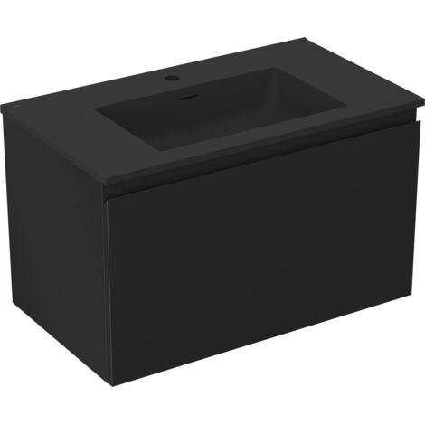 Mexen Orio meuble de salle de bain 80 cm avec lavabo Otis, 1 tiroir, noir mat - 91A10-08047-1-BF71-W18M71 (1/5)