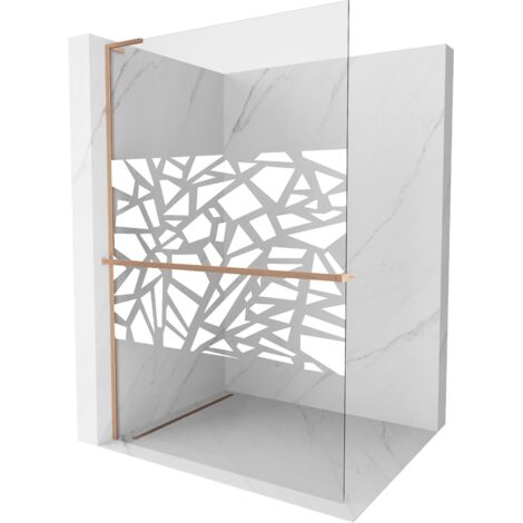 Mexen Kioto+ L paroi de douche Walk-in 70 x 200 cm, motif blanc, laiton brossé - 800-070-123-65-85 (1/5)