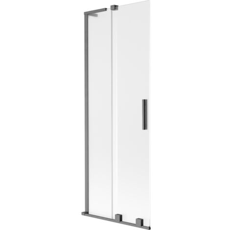 Paroi de baignoire coulissante 2 volets Mexen Velar L 70 x 150 cm, givre, gris canon brossé - 896-070-003-31-66 (1/2)