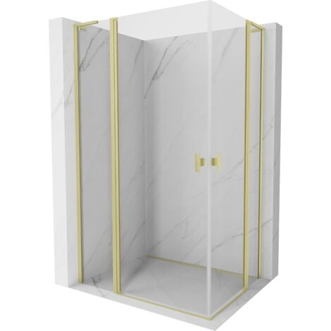 Mexen Mist L Duo cabine de douche pivotante 120 x 100 cm, transparent, or brossé - 8A4L-120-100-55-00 (1/5)