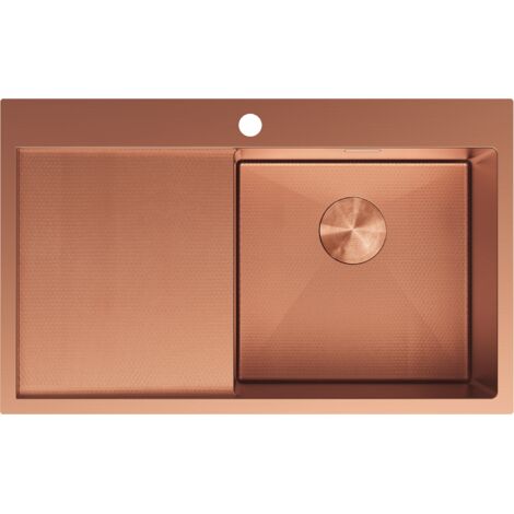 Mexen Exar évier en acier inoxydable 1 bac avec égouttoir droit 780 x 480 mm, cuivre HC - 6434781010P-65HC