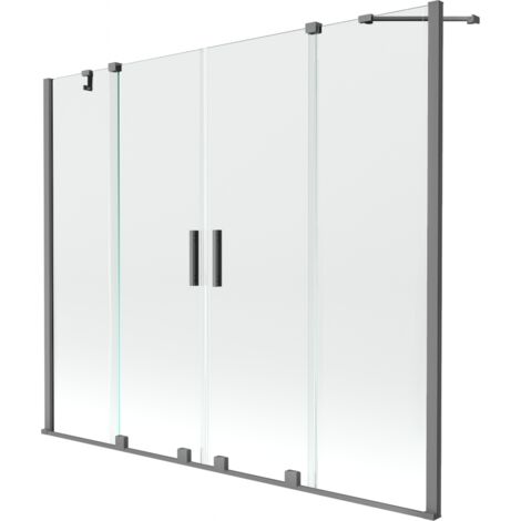Mexen Velar Duo paroi de baignoire 2 volets coulissants 180 x 150 cm, transparent, métal canon - 896-180-000-02-95 (1/2)