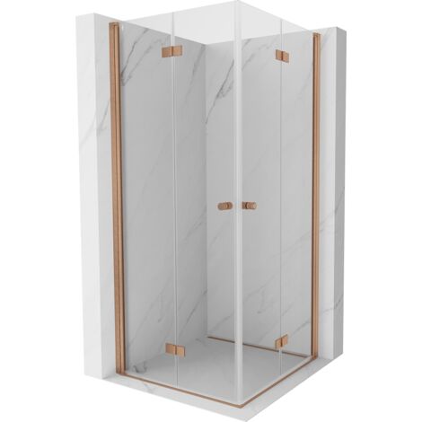 Mexen Mist-F Duo cabine de douche pliante 70 x 70 cm, transparent, cuivre brossé - 8A6-070L-070P-65-00 (1/5)