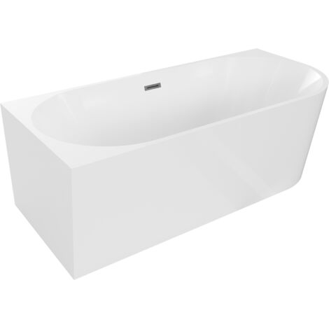 Mexen Mia baignoire autoportante d'angle gauche 180 x 80 cm, blanche, trop-plein gun gray brossé - 52691808000L-66 (1/5)