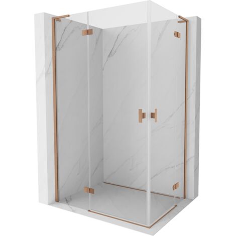 Mexen Mist-H L Duo cabine de douche pivotante 75 x 120 cm, transparent, cuivre brossé - 8A5L-075L-120P-65-00 (1/5)