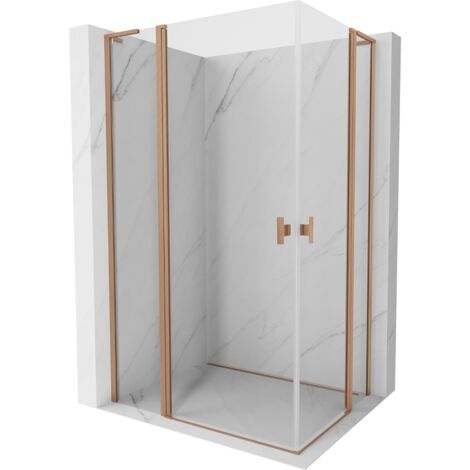 Mexen Mist L Duo cabine de douche pivotante 100 x 90 cm, transparent, cuivre brossé - 8A4L-100-090-65-00 (1/5)
