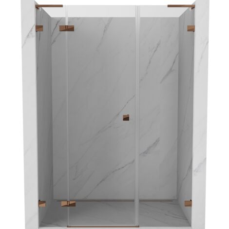 Mexen Lunar L portes de douche pivotantes gauche 150 cm, transparent, or rose - 834SL-150-050-60-00-L (1/5)