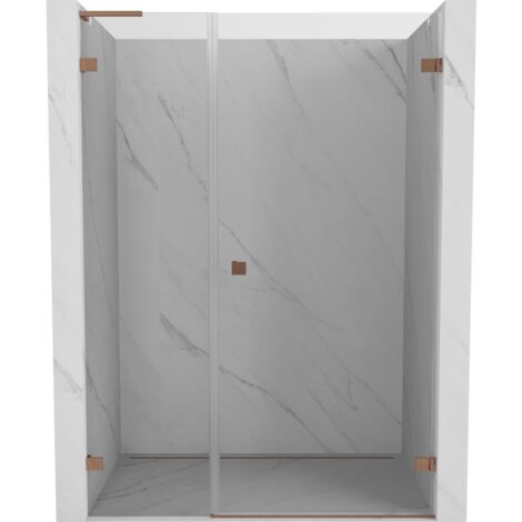 Mexen Lunar-B L porte de douche pivotante droite 145 cm, transparent, cuivre brossé - 832SL-145-050-65-00-P (1/5)