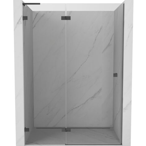 Mexen Lunar L porte de douche pivotante gauche 130 cm, transparent, gris métallisé brossé - 834L-130-000-66-00-L (1/5)