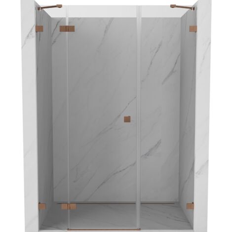 Mexen Lunar porte de douche à charnières gauche 135 cm, transparent, cuivre brossé - 834S-135-050-65-00-L (1/5)
