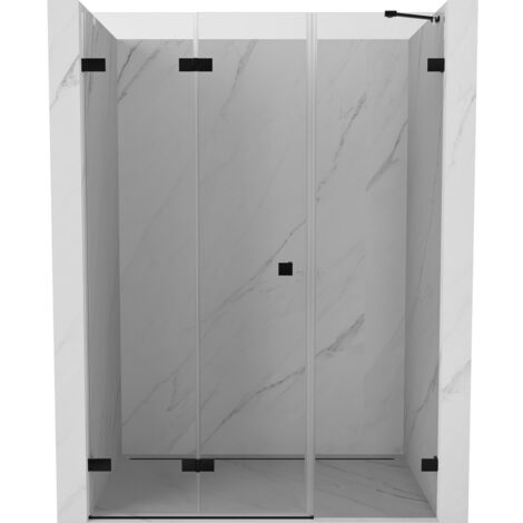 Mexen Lunar-F porte de douche pliante gauche 140 cm, transparent, noir - 836S-140-050-70-00-L (1/5)