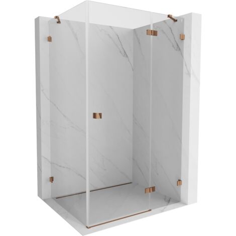 Mexen Lunar cabine de douche pivotante droite 95 x 80 cm, transparent, or rose - 834-095-080-60-00-P (1/5)