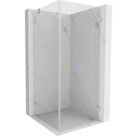 Mexen Lunar-B cabine de douche pivotante droite 90 x 90 cm, transparent, or brossé - 832-090-090-55-00-P (1/5)