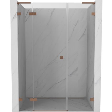 Mexen Lunar L porte de douche pivotante gauche 150 cm, transparent, cuivre brossé - 834SL-150-050-65-00-L (1/5)