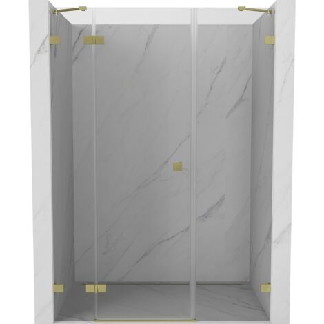 Mexen Lunar porte de douche battante gauche 125 cm, transparent, or brossé - 834S-125-050-55-00-L (1/5)