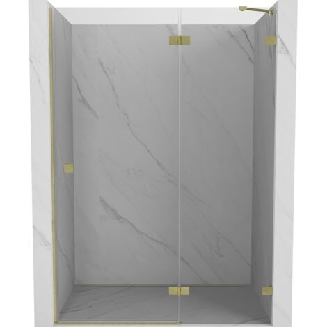 Mexen Lunar porte de douche battante droite 130 cm, transparent, or brossé - 834-130-000-55-00-P (1/5)