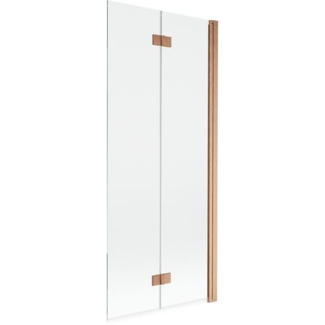 Mexen Mist paravent de baignoire à 2 battants droit 80 x 150 cm, transparent, cuivre brossé - 8A9-080-002-65-00-P (1/5)