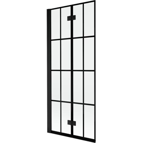 Mexen Mist paroi de baignoire à 2 volets gauche 80 x 150 cm, carreaux noirs, noir - 8A9-080-002-70-77-L (1/5)