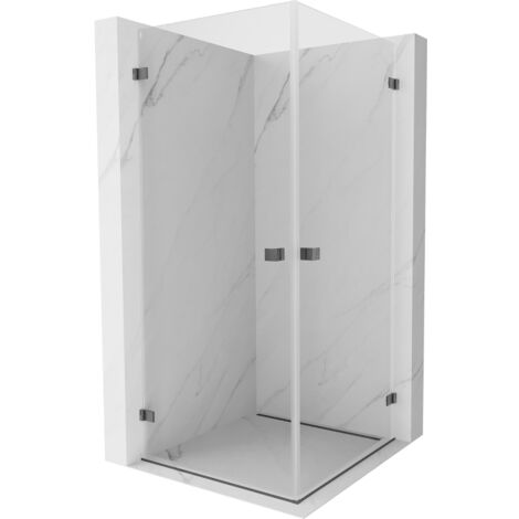 Mexen Lunar-B Duo cabine de douche pivotante 80 x 80 cm, transparent, gris canon brossé - 832-080L-080P-66-00 (1/5)